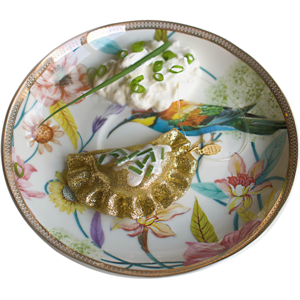 Golden Pierogi Dumpling Ornament