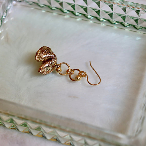 Gilded Fortune Cookie Earrings